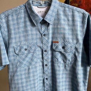NWOT Men’s Orvis Tech Short Sleeve Plaid Button Down Shirt, Size L
